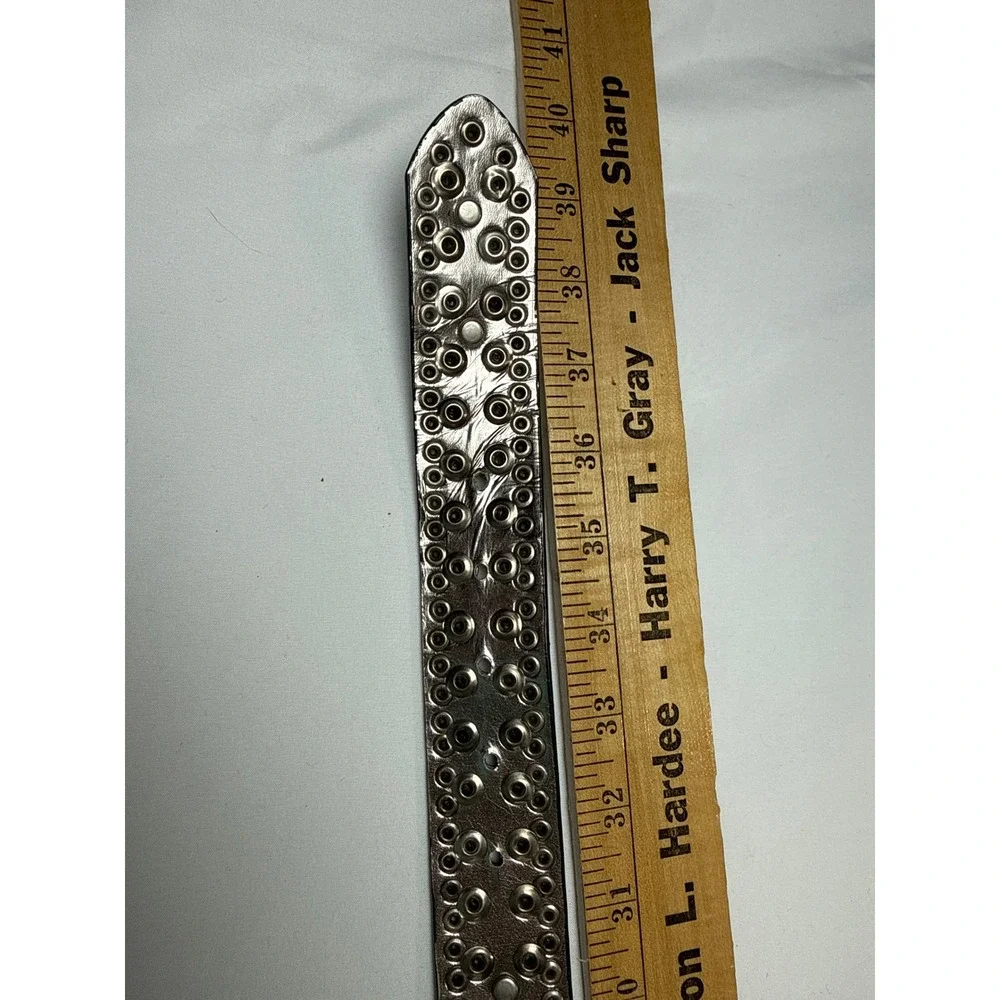 Guess Womens Black Faux Snake Studded Belt Filigree Rhinestone Buckle Size M Y2K